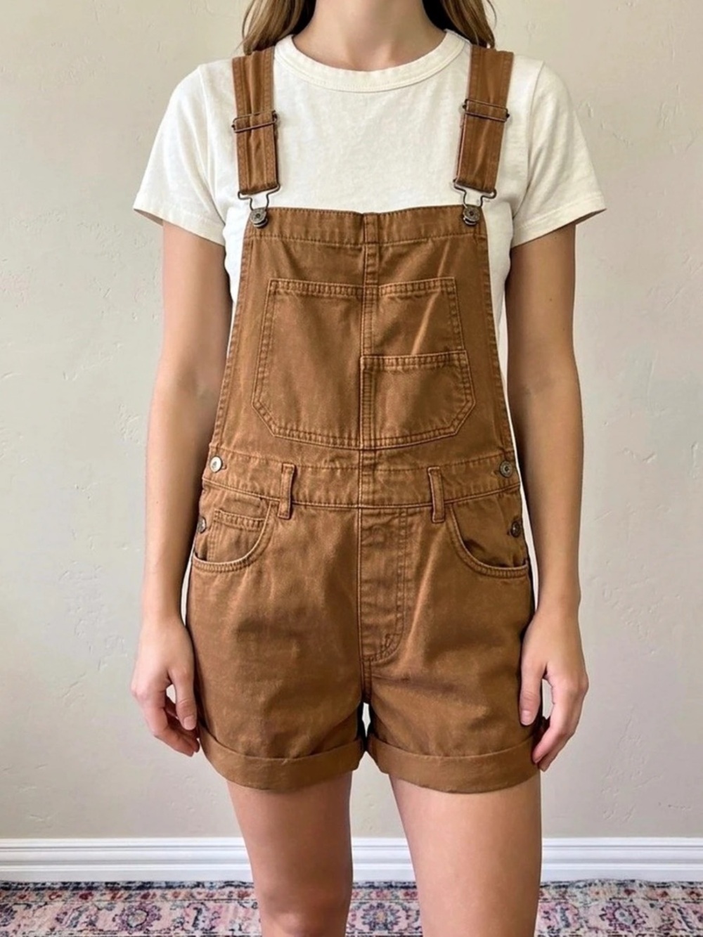 We The Free Cotton Overall Romper in Brown Size Small Like New (B8)